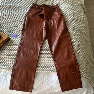 Pleather Straight Leg Pant